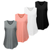 4 Pcs V-Neck Tank Tops for Women – Sleeveless Basic Tanks with Curved Hem, Soft and Comfortable Casual Fitted Minimalist Vneck Womenswear