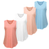 4 Pcs V-Neck Tank Tops for Women – Sleeveless Basic Tanks with Curved Hem, Soft and Comfortable Casual Fitted Minimalist Vneck Womenswear