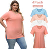 VILIGO Casual V-Neck Plain Tees – Set of 4, Assorted Colors, Flat Hem Soft and Comfortable Womenswear womens basic shirts Summer Top Minimalist Shortsleeve Plus Size Outfits Tshirt Vneck Streetwear