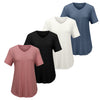 VILIGO Short Sleeve Shirts for Women Casual V-Neck Plain Tees - Set of 4