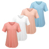 VILIGO Short Sleeve Shirts for Women Casual V-Neck Plain Tees - Set of 4